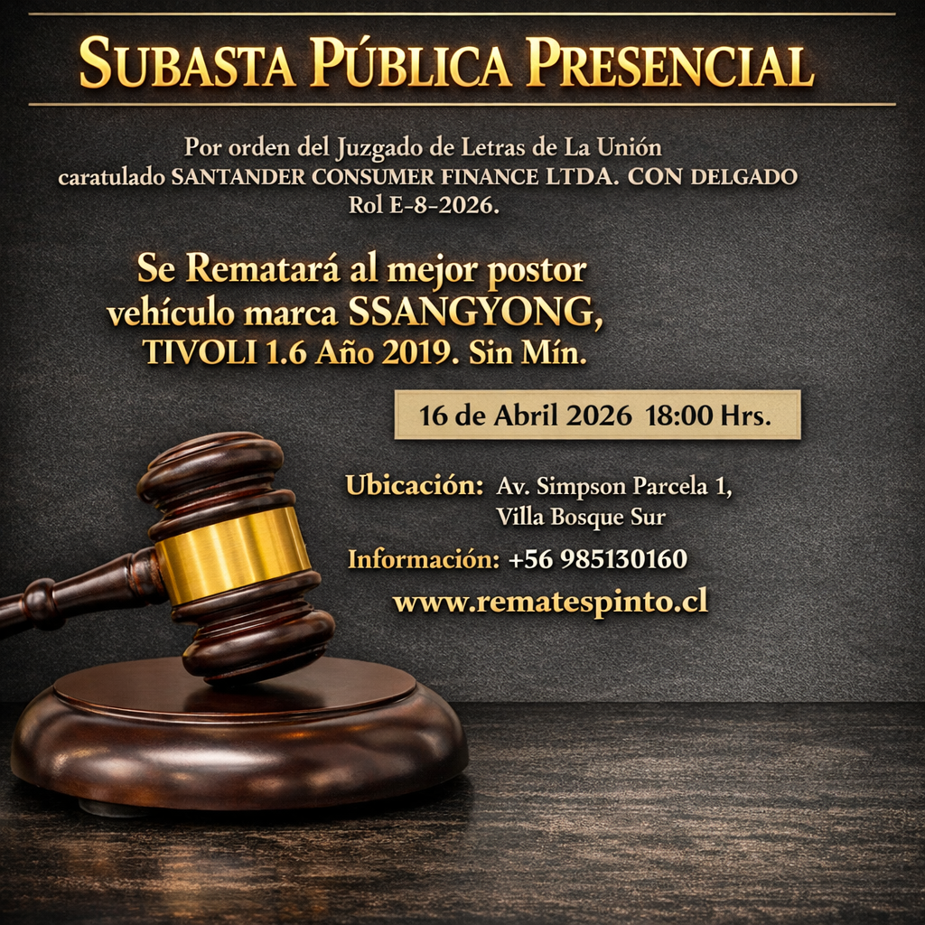 Remate Judicial de Vehículo en Valdivia